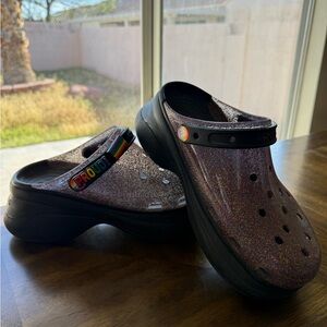 CROCS Glitter Clog with Pride Strap - Purple and Black